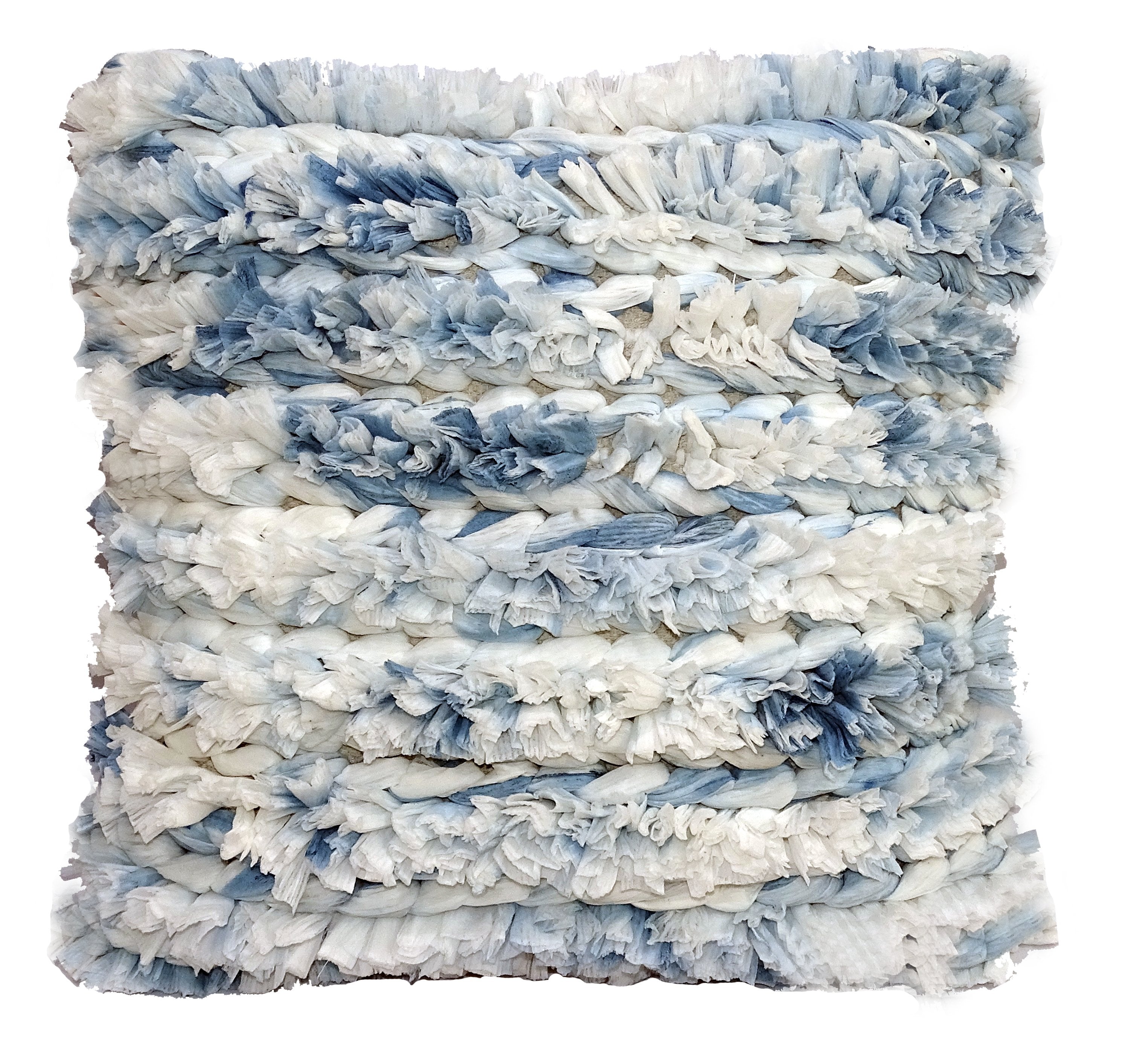 Shaggy Chic Throw Pillow - Blue and White