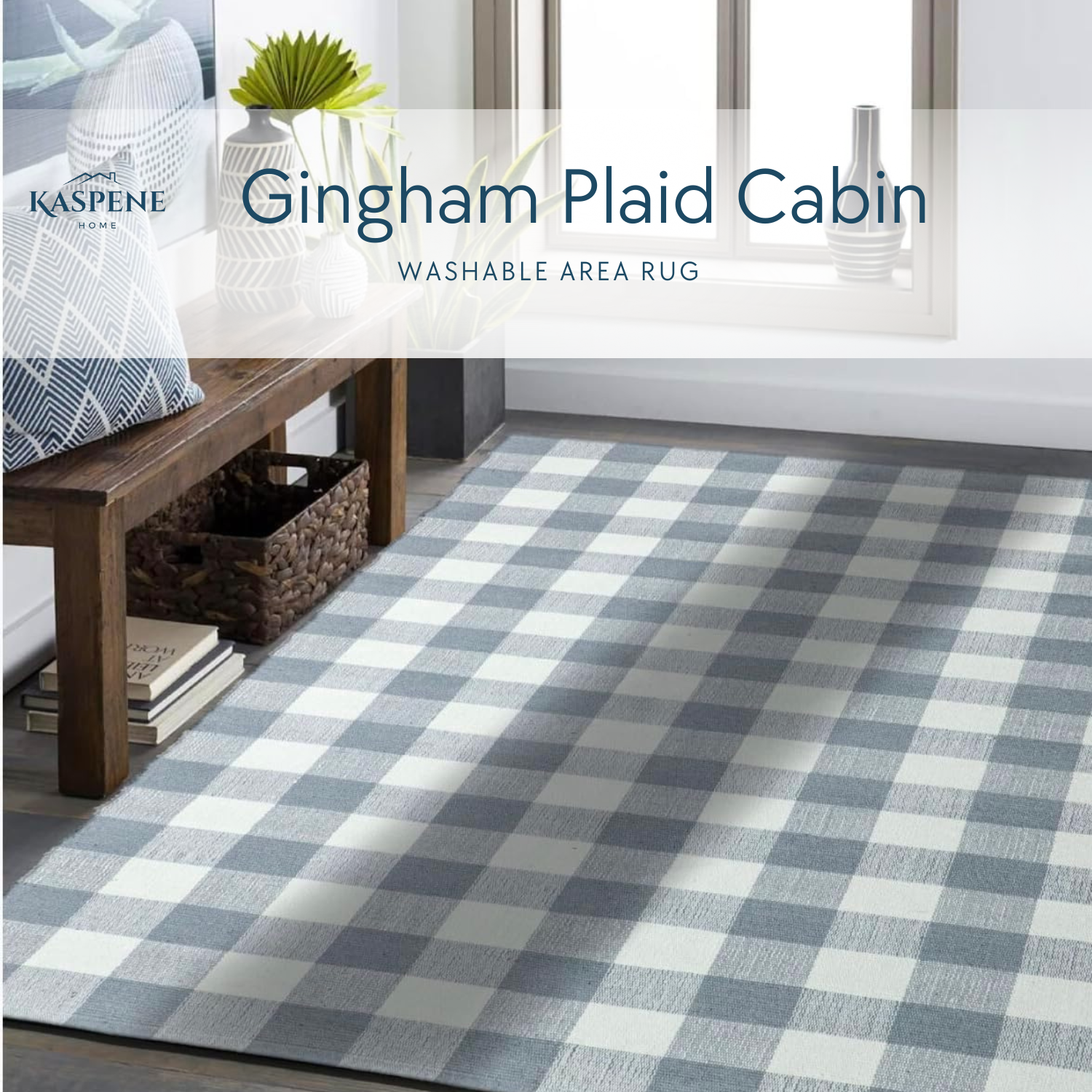 Gingham Plaid Cabin Washable Area Rug