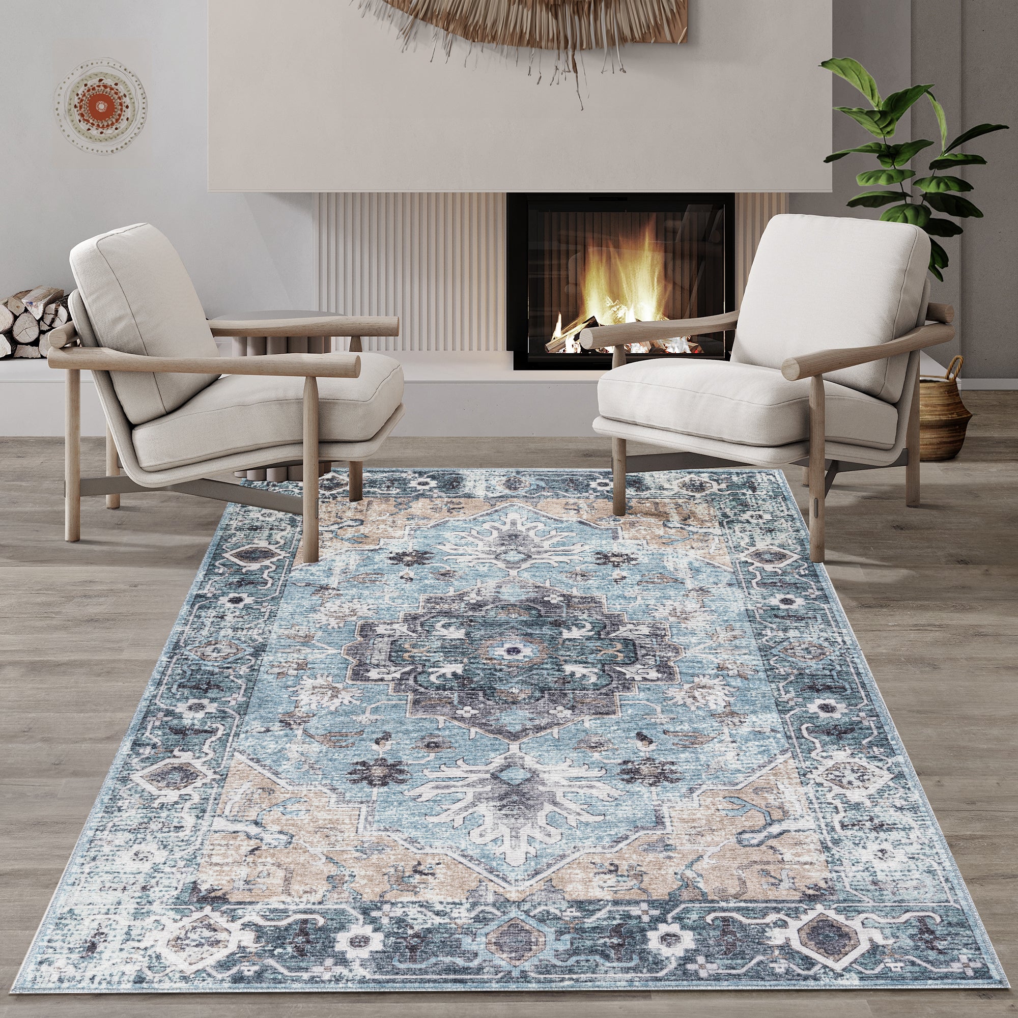 Faded Tiff French Elegance Washable Rug