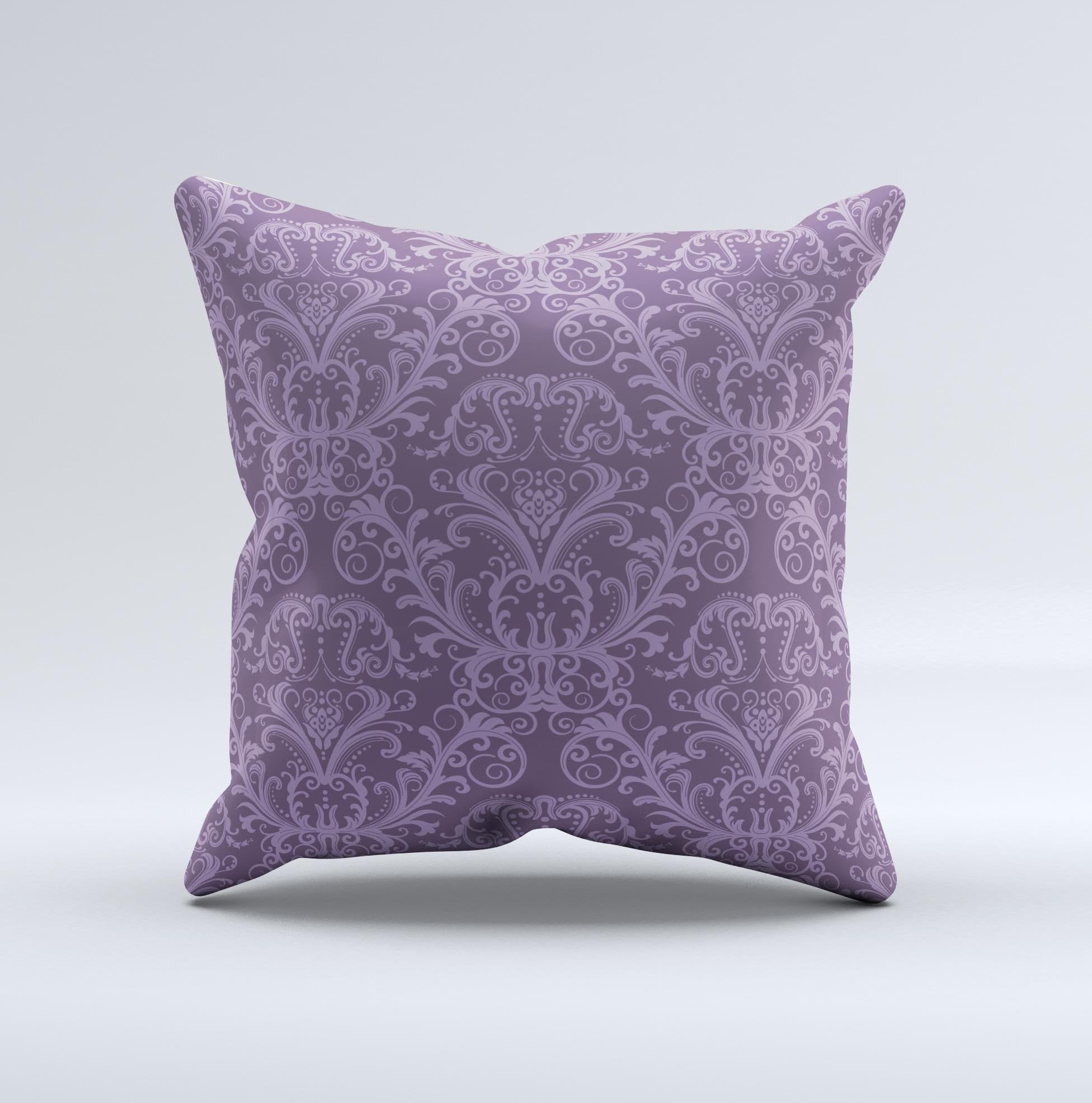 Machine Washable Handmade Dark Purple Filigree Decorative Throw Pillow