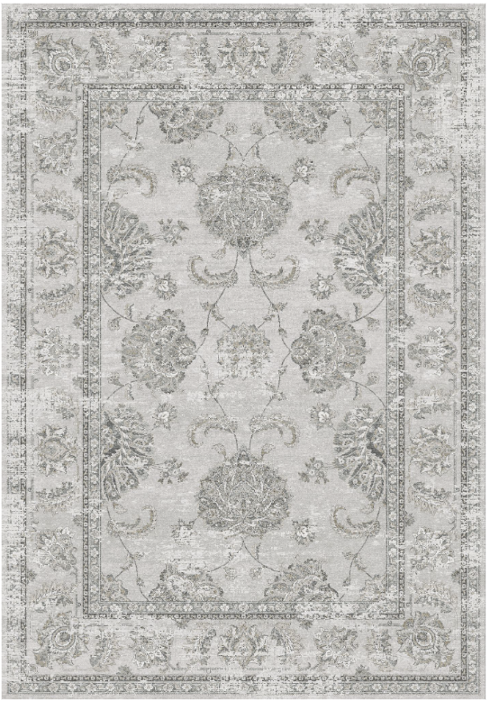 Ethereal Gray Floral Washable Rug