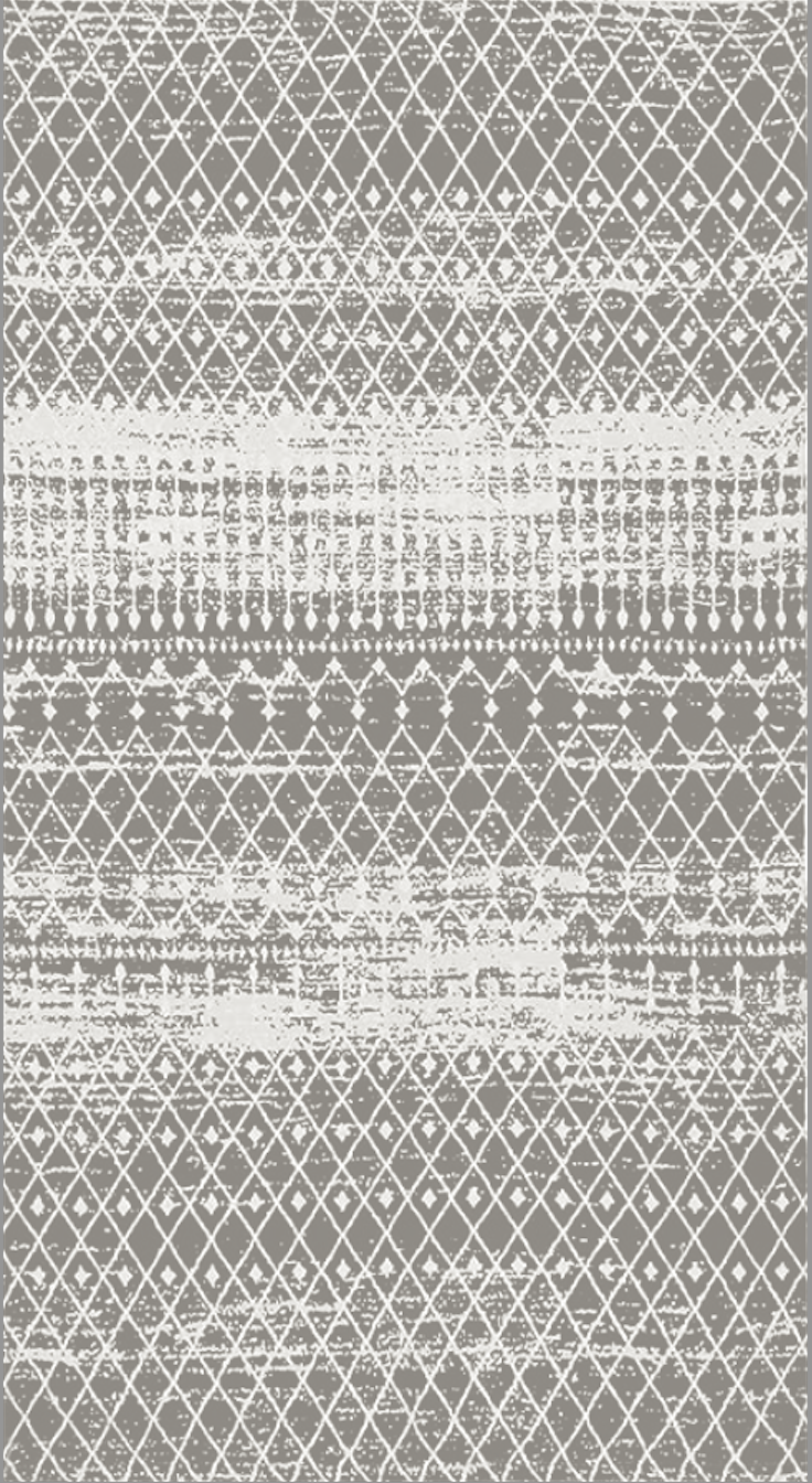 Signature Gray And Ivory Moroccan Trellis Washable Rug